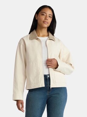 Madden Cream Utility Jacket with Tan Corduroy Collar